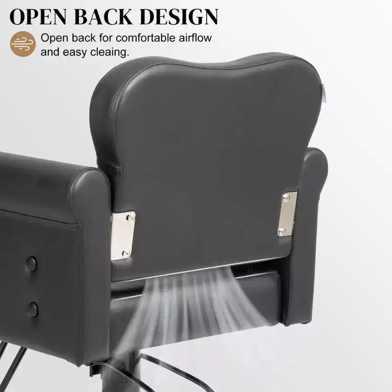 Fauteuil de salon de coiffure pivotant hydraulique robuste Karl Home Black Gold avec capitonnage à boutons