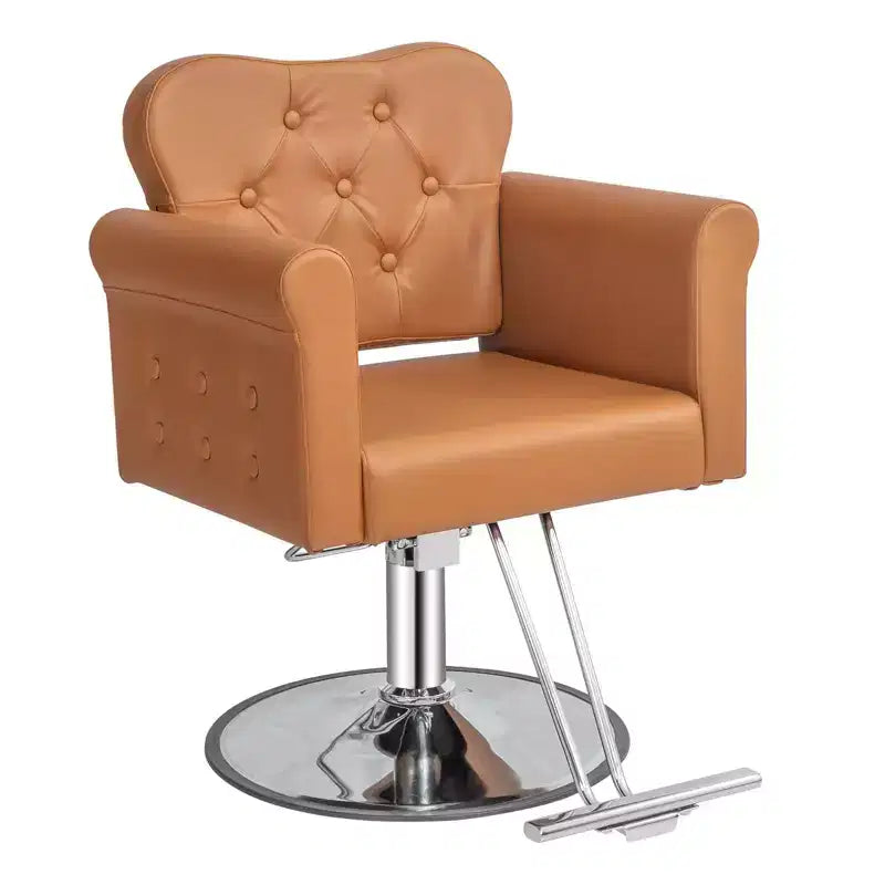 Fauteuil de salon de coiffure pivotant hydraulique robuste Karl Home Black Gold avec capitonnage à boutons
