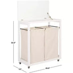 Panier à linge Leanna à roulettes - STG1900 - Blanc/Beige - Safavieh