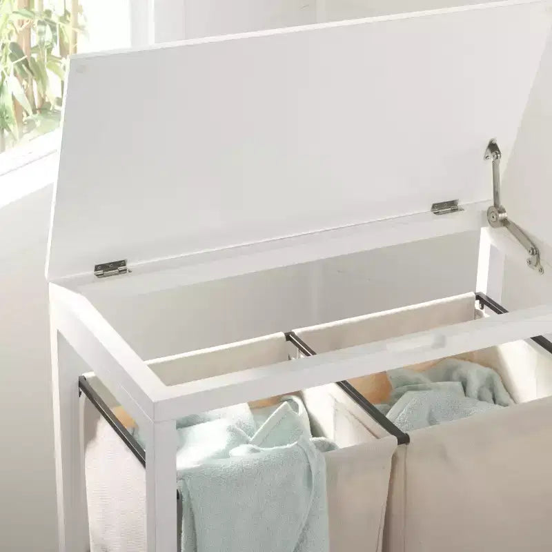 Panier à linge Leanna à roulettes - STG1900 - Blanc/Beige - Safavieh