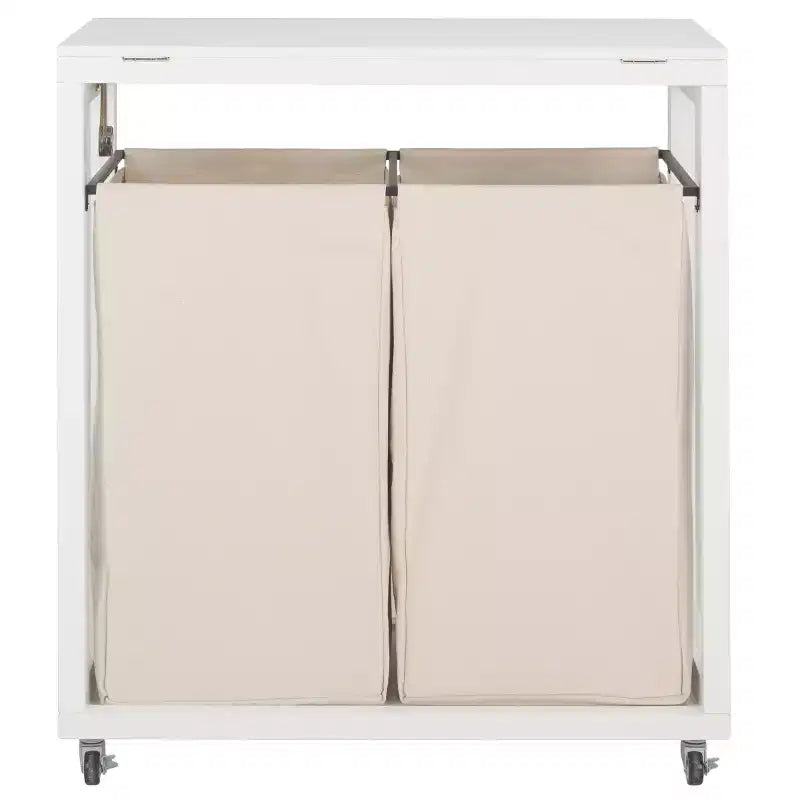 Panier à linge Leanna à roulettes - STG1900 - Blanc/Beige - Safavieh