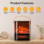 Poêle cheminée électrique ROVSUN 1500W, mini radiateur d'appoint portable sur pied, protection contre la surchauffe pour intérieur