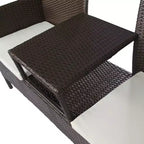 vidaXL Salon de bistro d'extérieur 2 places avec table basse en résine tressée marron