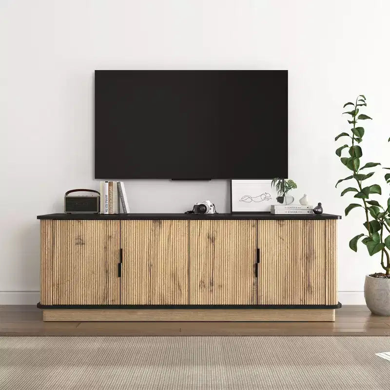 GDFStudio Sandy Modern Minimalist 55 Wood Four-Door TV Cabinet