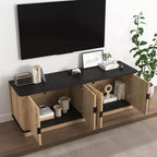 Meuble TV GDFStudio Sandy minimaliste moderne 55 en bois à quatre portes