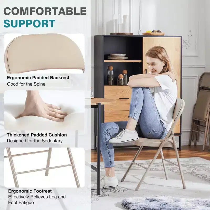 MAYEERTY Lot de 2 chaises pliantes en cuir pour la maison, le bureau ou les fêtes - Portables et confortables