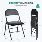 MAYEERTY Lot de 2 chaises pliantes en cuir pour la maison, le bureau ou les fêtes - Portables et confortables