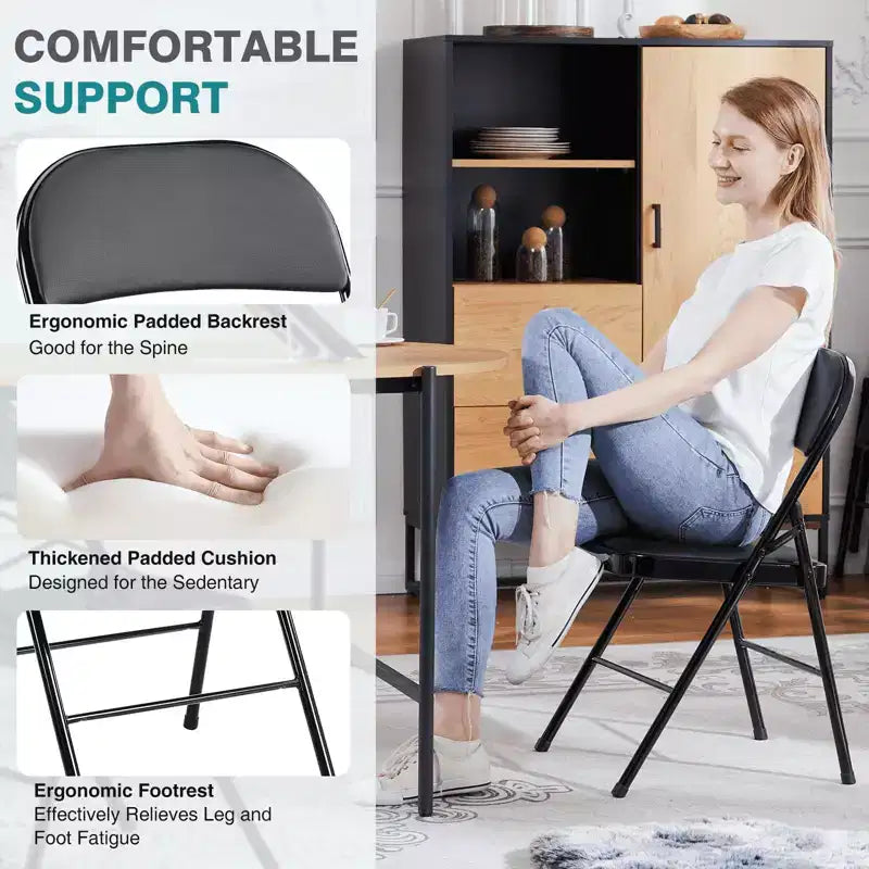 MAYEERTY Lot de 2 chaises pliantes en cuir pour la maison, le bureau ou les fêtes - Portables et confortables