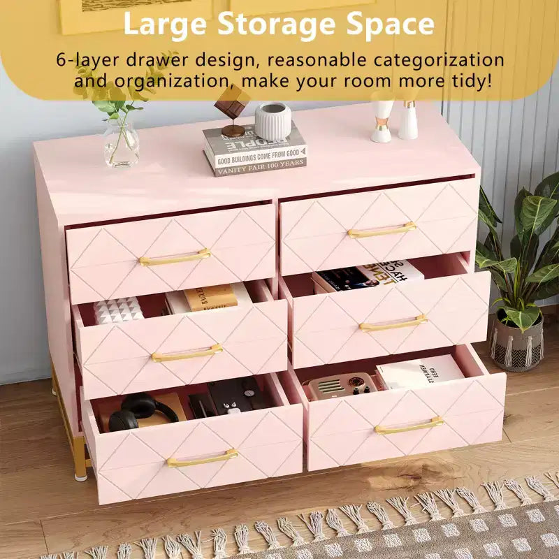 Commode de rangement Zstar à 6 tiroirs pour chambre, salon, couloir