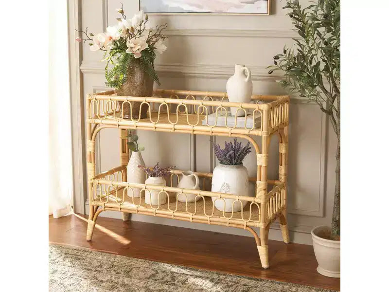 Console en rotin à 2 étages Isaiah - STG6509 - Safavieh