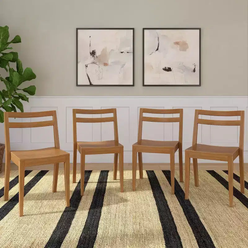 Lot de 4 chaises de salle à manger Now Furniture, chaises de cuisine modernes en bois massif