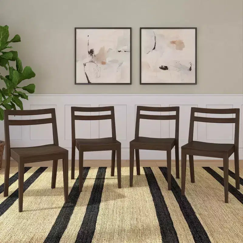 Lot de 4 chaises de salle à manger Now Furniture, chaises de cuisine modernes en bois massif