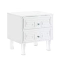 24 And Clear Wood And Acrylic End Table With Two Drawers
