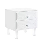 24 And Clear Wood And Acrylic End Table With Two Drawers