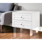 Table d'appoint de 24 po en bois clair et acrylique avec deux tiroirs
