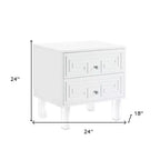 Table d'appoint de 24 po en bois clair et acrylique avec deux tiroirs