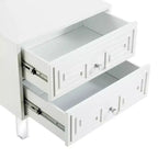 Table d'appoint de 24 po en bois clair et acrylique avec deux tiroirs