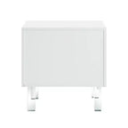 Table d'appoint de 24 po en bois clair et acrylique avec deux tiroirs