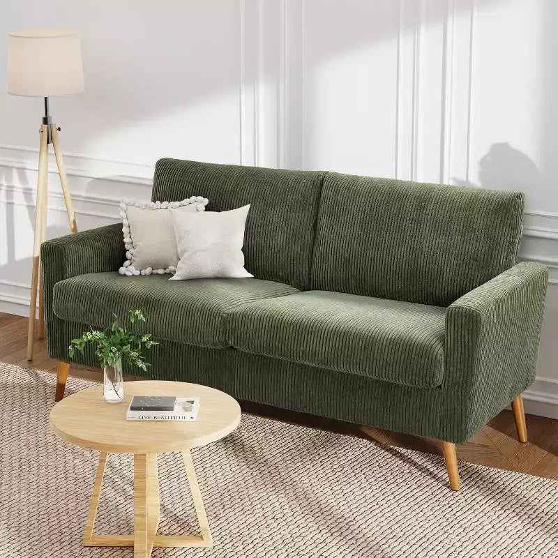 Dyonery 68 Canapé en tissu confortable avec coussin à ressorts en bois massif, siège profond moderne