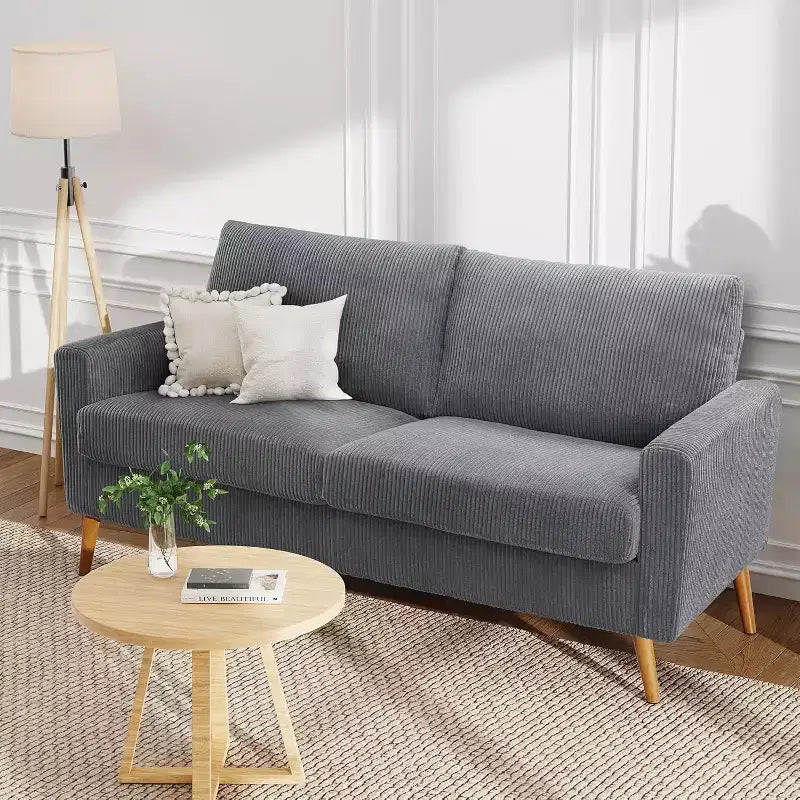 Dyonery 68 Canapé en tissu confortable avec coussin à ressorts en bois massif, siège profond moderne