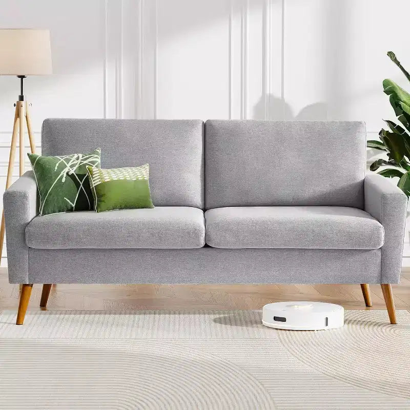 Dyonery 68 Canapé en tissu confortable avec coussin à ressorts en bois massif, siège profond moderne