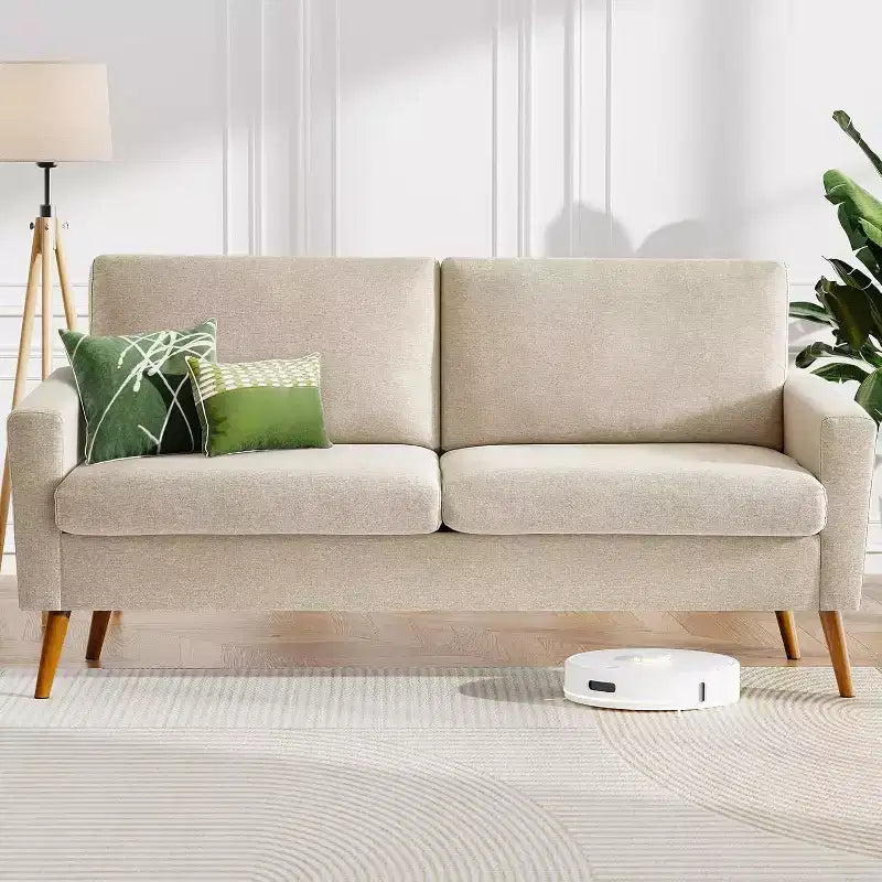 Dyonery 68 Canapé en tissu confortable avec coussin à ressorts en bois massif, siège profond moderne