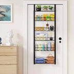 Zstar Organisateur de porte de garde-manger à 6 niveaux, support et rangement de garde-manger à suspendre, étagère à épices pour armoire (noir)