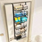 Zstar Organisateur de porte de garde-manger à 6 niveaux, support et rangement de garde-manger à suspendre, étagère à épices pour armoire (noir)