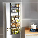 Zstar Organisateur de porte de garde-manger à 6 niveaux, support et rangement de garde-manger à suspendre, étagère à épices pour armoire (noir)