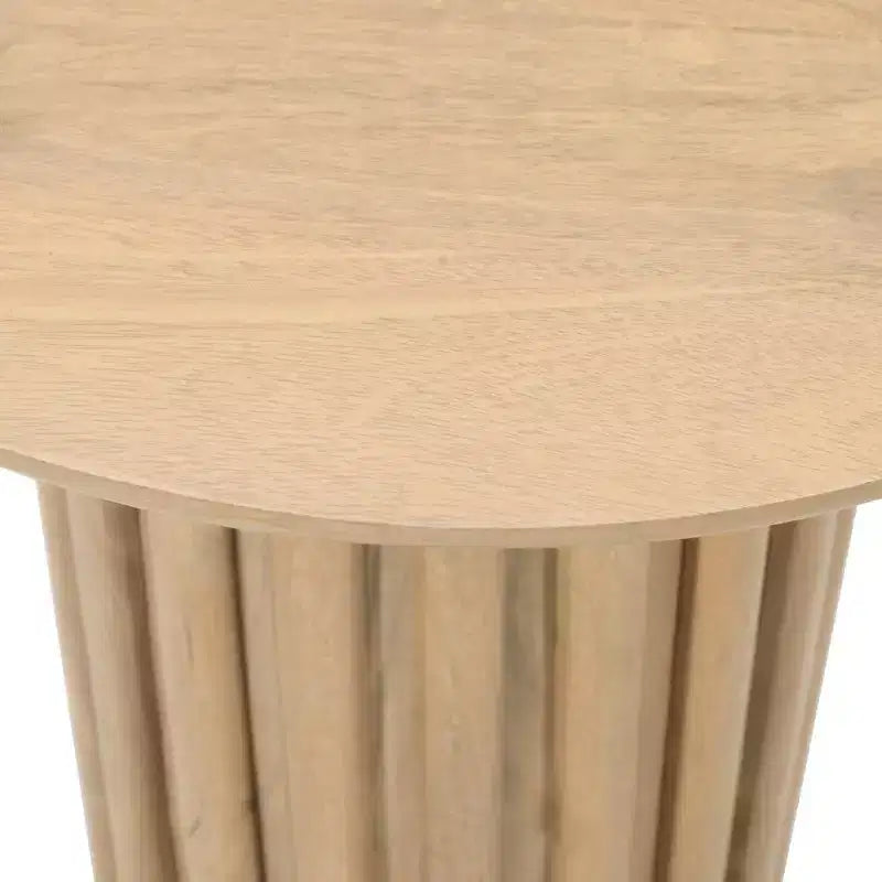 Table d'appoint Royal Hampton avec plateau rond de 20 pouces et base cannelée, en bois de manguier