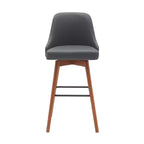 Chaise de bar pivotante HomeRoots de 30 po en similicuir gris et marron avec cadre en bois massif