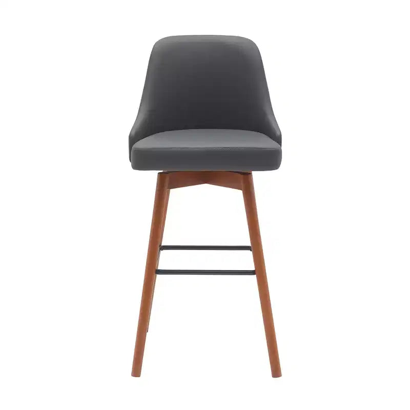 Chaise de bar pivotante HomeRoots de 30 po en similicuir gris et marron avec cadre en bois massif