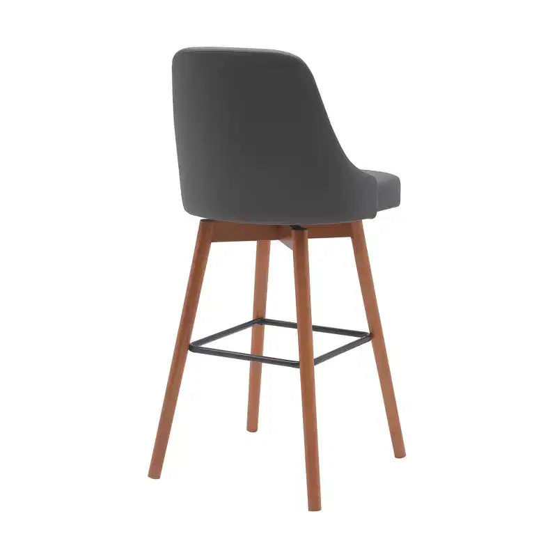Chaise de bar pivotante HomeRoots de 30 po en similicuir gris et marron avec cadre en bois massif