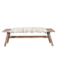 HomeRoots 50 White and Brown Cotton Upholstered Striped Bench