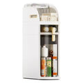 Modern Plastic Narrow Gap Storage Cabinet, Waterproof Skinny Bathroom Storage Organizer With Drawers, Cream White With Transparent Black Accents