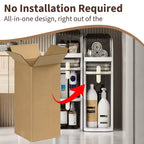 Meuble de rangement étroit en plastique moderne, organisateur de rangement de salle de bain fin et étanche avec tiroirs, blanc crème avec accents noirs transparents