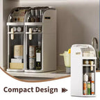 Meuble de rangement étroit en plastique moderne, organisateur de rangement de salle de bain fin et étanche avec tiroirs, blanc crème avec accents noirs transparents