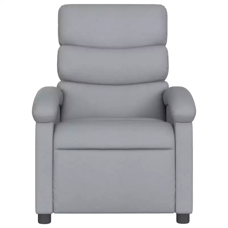 Fauteuil inclinable de massage vidaXL – Réglage manuel, tissu gris clair, massage par vibrations, alimenté par USB, pochette latérale, accoudoirs rembourrés