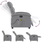 Fauteuil inclinable de massage vidaXL – Réglage manuel, tissu gris clair, massage par vibrations, alimenté par USB, pochette latérale, accoudoirs rembourrés