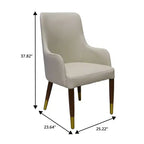 Chaise de salle à manger LeisureMod Viva avec accoudoirs, revêtement en cuir et pieds en bois doré pour cuisine et maison modernes, lot de 2