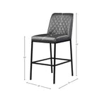 Tabourets Bryce en similicuir gris, ensemble de 2, par Meridian Furniture