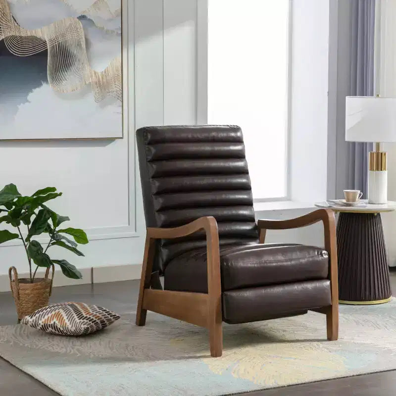 Bestier 26 Fauteuil inclinable pour adulte, fauteuil luxueux en cuir ciré à l'huile avec repose-pieds, fauteuil inclinable rembourré pour salon et lecture