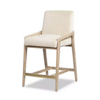 Tabouret de comptoir rembourré Jennifer Taylor Home Arizona 25,5 en bois de frêne massif avec détail en corde, fausse fourrure blanche Crème de la Crème