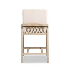 Tabouret de comptoir rembourré Jennifer Taylor Home Arizona 25,5 en bois de frêne massif avec détail en corde, fausse fourrure blanche Crème de la Crème