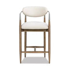 Jennifer Taylor Home Artemis Tabouret de comptoir rembourré 26 po en matériaux mélangés, Chenille blanc chaud