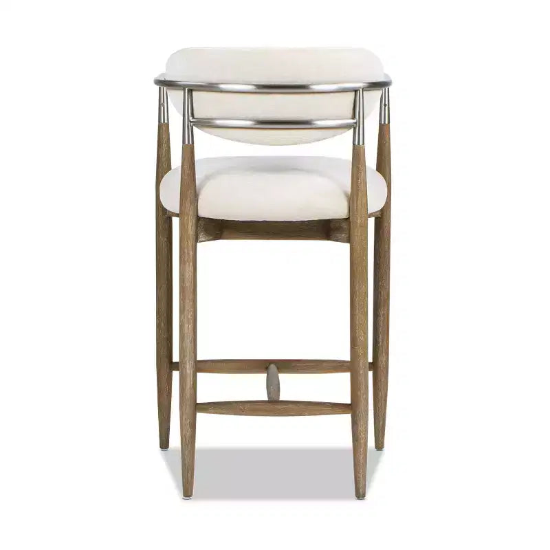 Jennifer Taylor Home Artemis Tabouret de comptoir rembourré 26 po en matériaux mélangés, Chenille blanc chaud