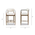 Jennifer Taylor Home Artemis Tabouret de comptoir rembourré 26 po en matériaux mélangés, Chenille blanc chaud