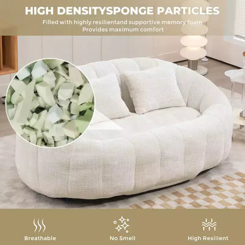 Canapé pouf MAYEERTY en chenille beige à dossier haut pour adultes et enfants, intérieur et extérieur