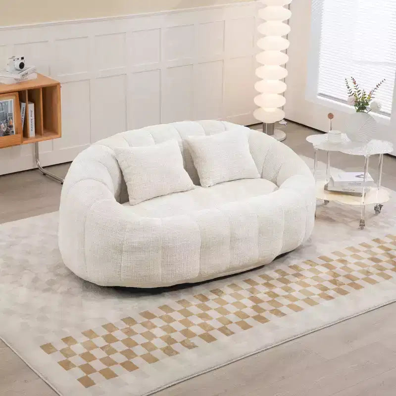 Canapé pouf MAYEERTY en chenille beige à dossier haut pour adultes et enfants, intérieur et extérieur