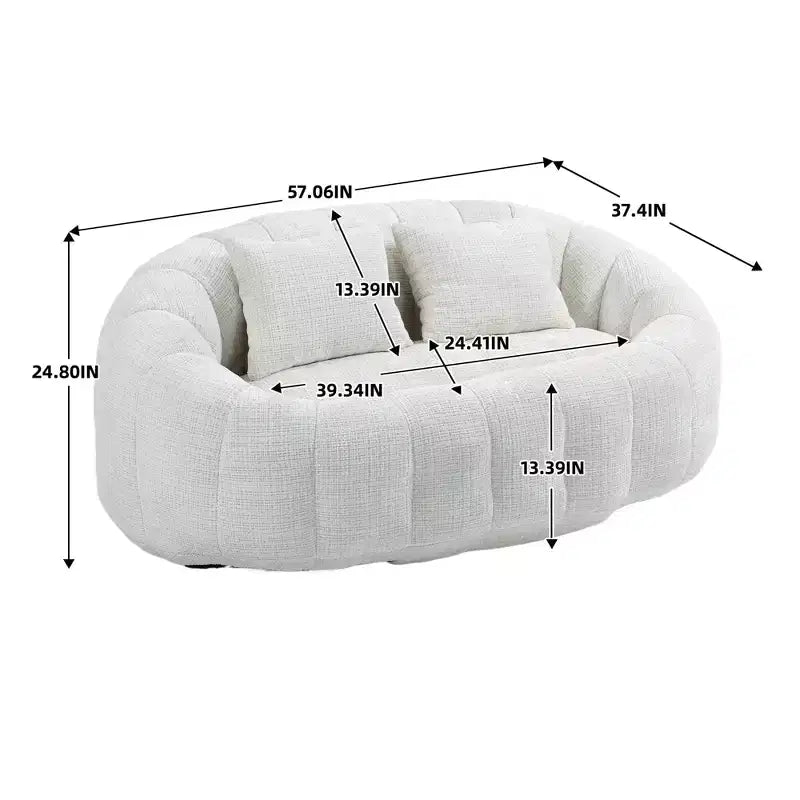 Canapé pouf MAYEERTY en chenille beige à dossier haut pour adultes et enfants, intérieur et extérieur